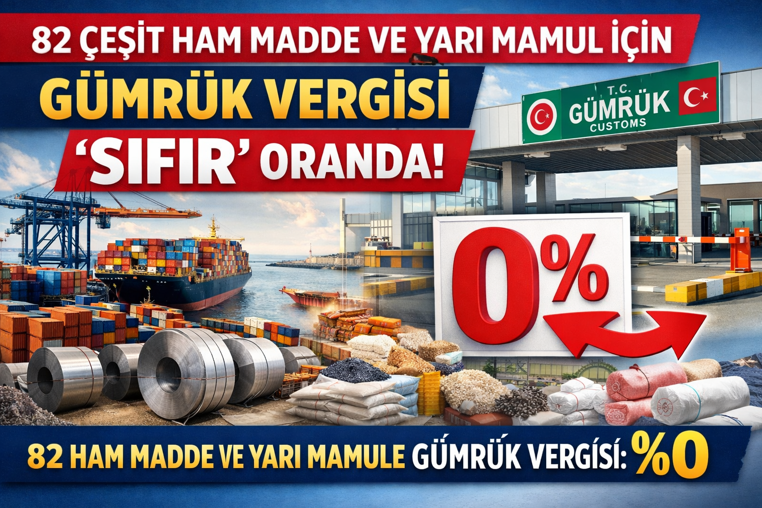 82 Çeşit Ham Madde Ve Yarı Mamul İçin Gümrük Vergisinin Sıfır Oranda